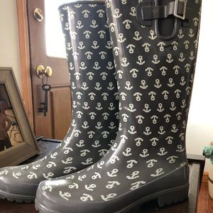 Sperry Topsider rain boots anchor print
